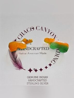 Chaco Canyon Handcrafted Native American Bear Fetish Earrings